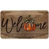 Artoid Mode Orange Pumpkin Fall Welcome Doormat, Autumn Home Decor Low-Profile Switch Rug Door Mat Floor Mat for Indoor Outdoor 17×29 Inch(Brown)