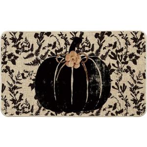 Artoid Mode Black Pumpkin Maple Leaves Fall Doormat, Autumn Home Decor Low-Profile Door Mat Switch Rug Floor Mat for Indoor Outdoor 17×29 Inch