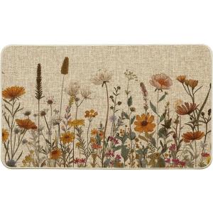 Artoid Mode Flowers and Grass Fall Doormat,Autumn Home Decor Low-Profile Switch Rug Door Mat Floor Mat for Indoor Outdoor 17×29 Inch