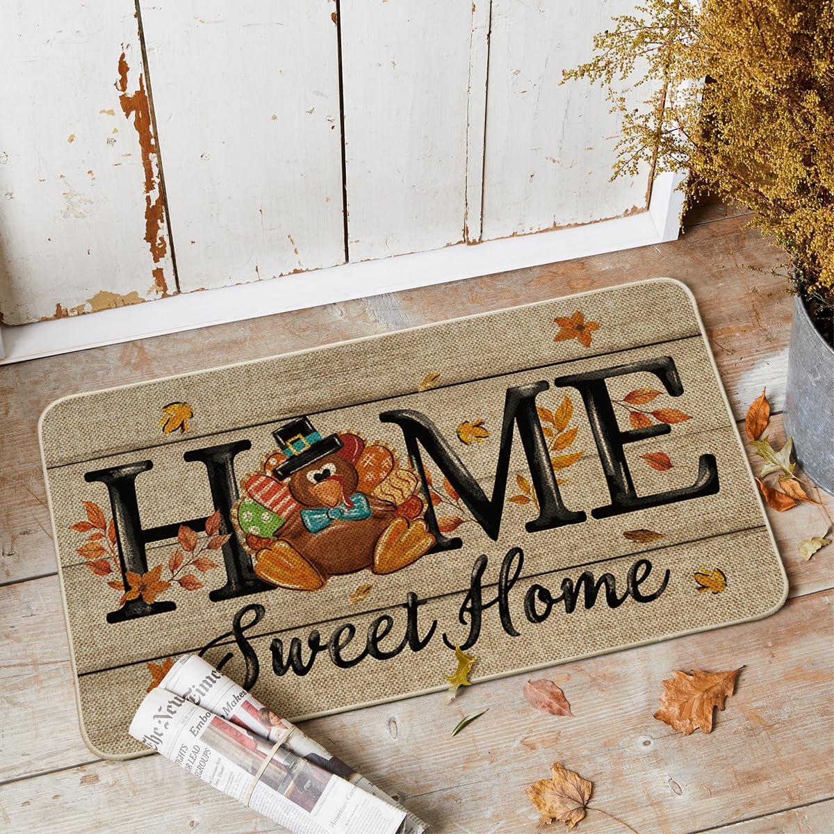 image:imageArtoid Mode Home Sweet Home Turkey Pumpkin Thanksgiving Doormat Thanksful Home Decor LowProfile Switch Rug Floor Mat Door Mat for Outdoor Indoor 17x29 Inch
