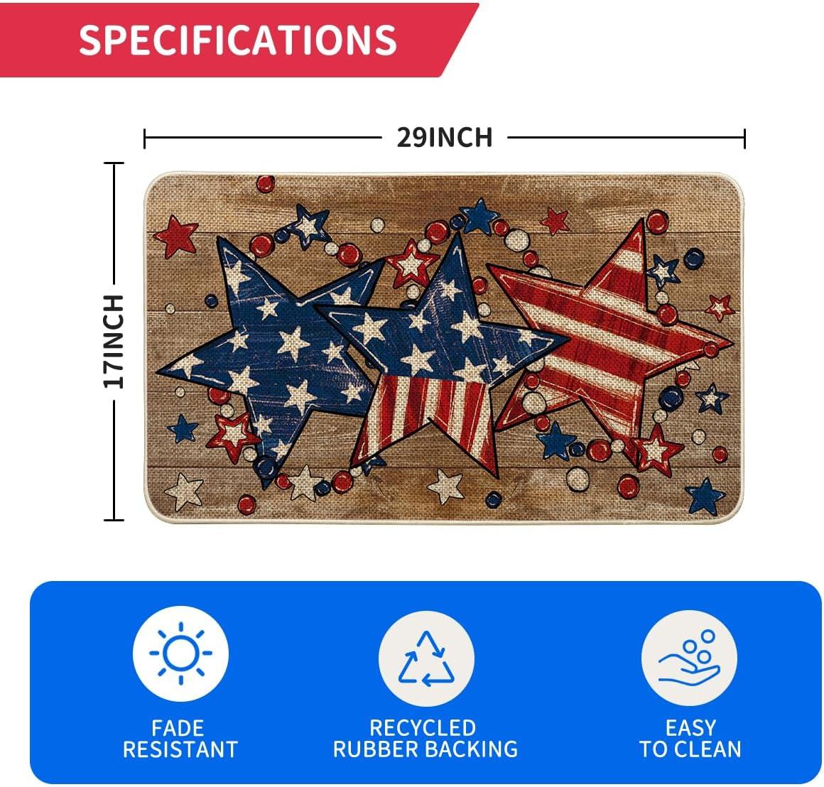 image:imageArtoid Mode American Flag Star Beads Patriotic 4TH of July Doormat Memorial Day Home Decor LowProfile Switch Rug Door Mat Floor Mat for Indoor Outdoor 17x29 InchBrown