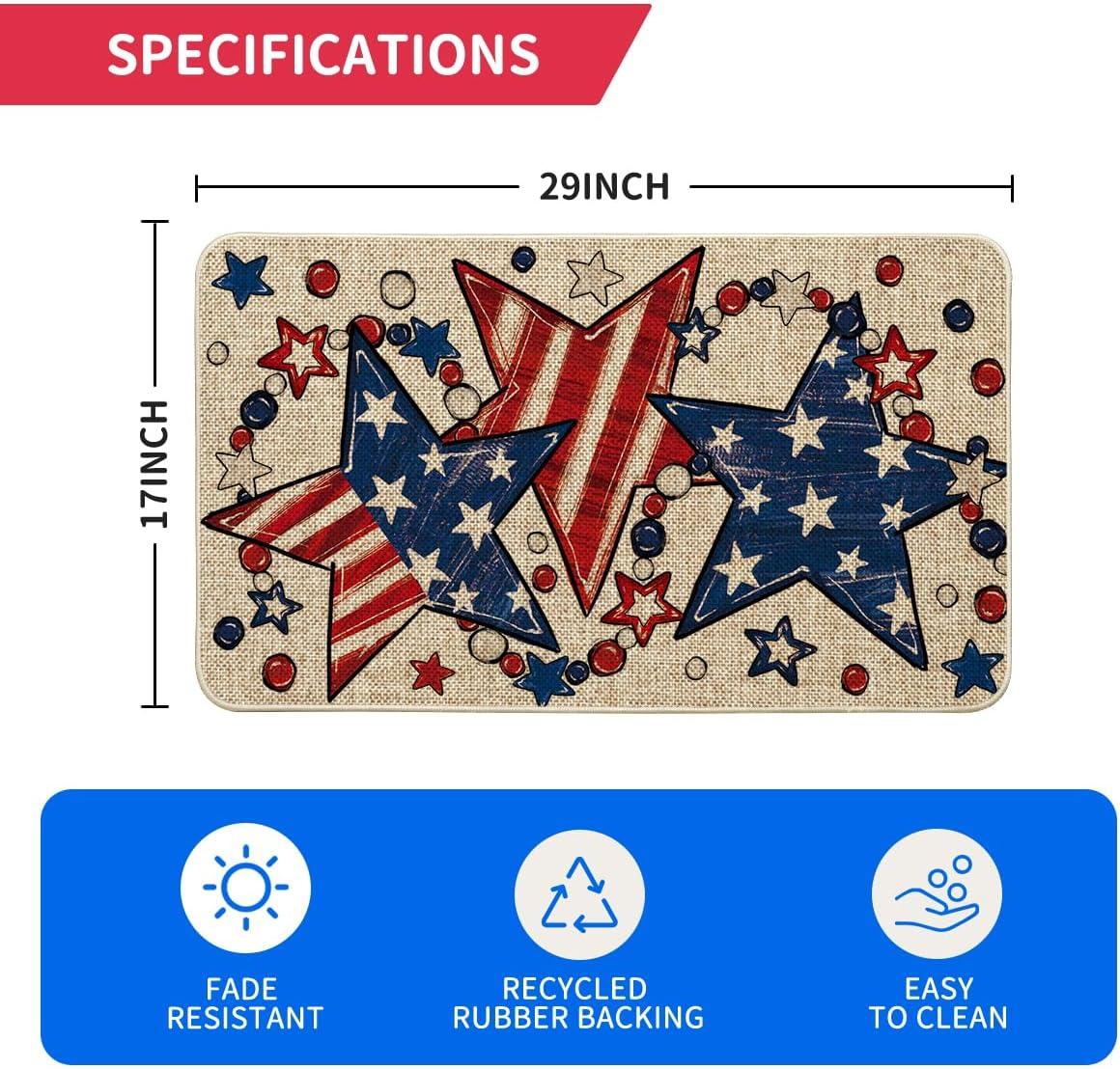 image:imageArtoid Mode American Flag Star Beads Patriotic 4TH of July Doormat Memorial Day Home Decor LowProfile Switch Rug Door Mat Floor Mat for Indoor Outdoor 17x29 InchBeige