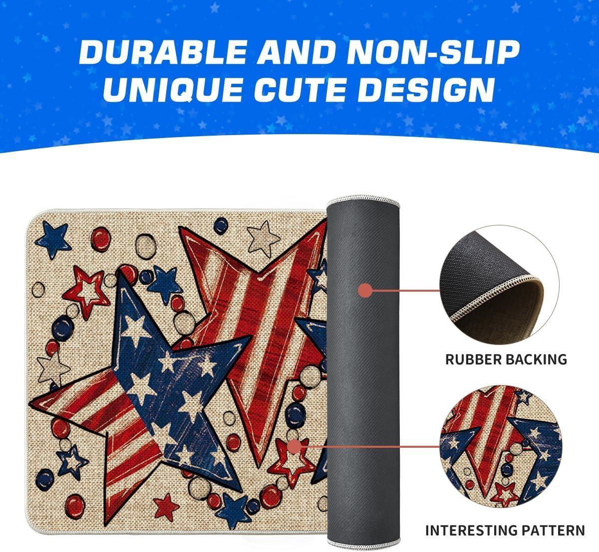 image:imageArtoid Mode American Flag Star Beads Patriotic 4TH of July Doormat Memorial Day Home Decor LowProfile Switch Rug Door Mat Floor Mat for Indoor Outdoor 17x29 InchBeige