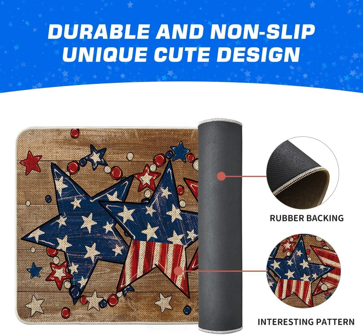 image:imageArtoid Mode American Flag Star Beads Patriotic 4TH of July Doormat Memorial Day Home Decor LowProfile Switch Rug Door Mat Floor Mat for Indoor Outdoor 17x29 InchBrown