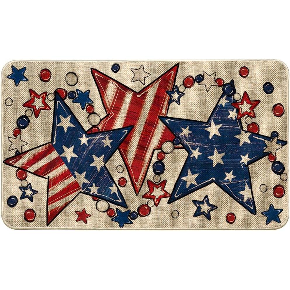 image:imageArtoid Mode American Flag Star Beads Patriotic 4TH of July Doormat Memorial Day Home Decor LowProfile Switch Rug Door Mat Floor Mat for Indoor Outdoor 17x29 InchBeige