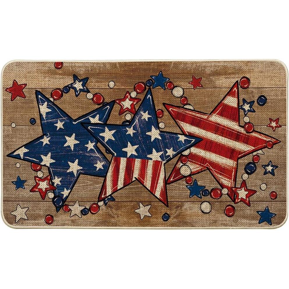 image:imageArtoid Mode American Flag Star Beads Patriotic 4TH of July Doormat Memorial Day Home Decor LowProfile Switch Rug Door Mat Floor Mat for Indoor Outdoor 17x29 InchBrown
