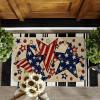Artoid Mode American Flag Star Beads Patriotic 4TH of July Doormat, Memorial Day Home Decor Low-Profile Switch Rug Door Mat Floor Mat for Indoor Outdoor 17×29 Inch(Beige)