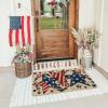 Artoid Mode American Flag Star Beads Patriotic 4TH of July Doormat, Memorial Day Home Decor Low-Profile Switch Rug Door Mat Floor Mat for Indoor Outdoor 17×29 Inch(Beige)