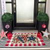 Artoid Mode American Flag Star Beads Patriotic 4TH of July Doormat, Memorial Day Home Decor Low-Profile Switch Rug Door Mat Floor Mat for Indoor Outdoor 17×29 Inch(Beige)