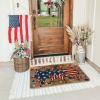 Artoid Mode American Flag Star Beads Patriotic 4TH of July Doormat, Memorial Day Home Decor Low-Profile Switch Rug Door Mat Floor Mat for Indoor Outdoor 17×29 Inch(Brown)