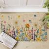 Artoid Mode Floral Flowers Butterfly Daisy Lavender Spring Doormat, Seasonal Summer Home Decor Low-Profile Switch Rug Door Mat Floor Mat for Indoor Outdoor 17×29 Inch(Beige)