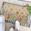 Artoid Mode Floral Flowers Butterfly Daisy Lavender Spring Doormat, Seasonal Summer Home Decor Low-Profile Switch Rug Door Mat Floor Mat for Indoor Outdoor 17×29 Inch(Beige)