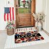 Artoid Mode Welcome Flowers Patriotic 4TH of July Doormat, Low-Profile Switch Rug Memorial Day Home Decor Door Mat Floor Mat for Indoor Outdoor 17×29 Inch