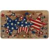 Artoid Mode American Flag Star Beads Patriotic 4TH of July Doormat, Memorial Day Home Decor Low-Profile Switch Rug Door Mat Floor Mat for Indoor Outdoor 17×29 Inch(Brown)