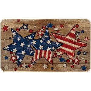 Artoid Mode American Flag Star Beads Patriotic 4TH of July Doormat, Memorial Day Home Decor Low-Profile Switch Rug Door Mat Floor Mat for Indoor Outdoor 17×29 Inch(Brown)