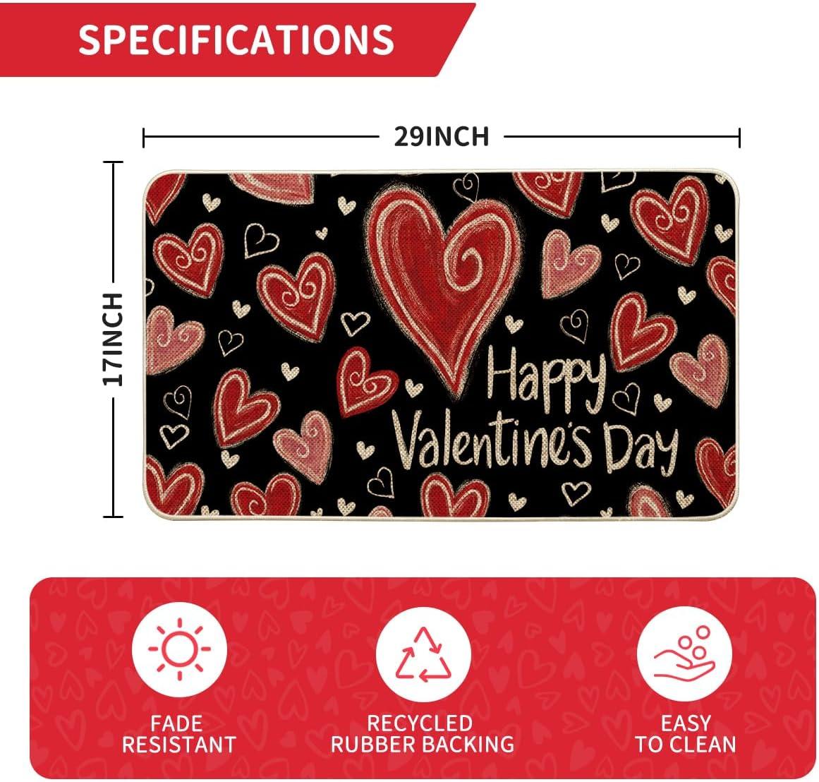 image:imageArtoid Mode Black Circle Love Heart Happy Valentines DoormatHome Decor LowProfile Door Mat Switch Rug Floor Mat for Indoor Outdoor 17x29 Inch