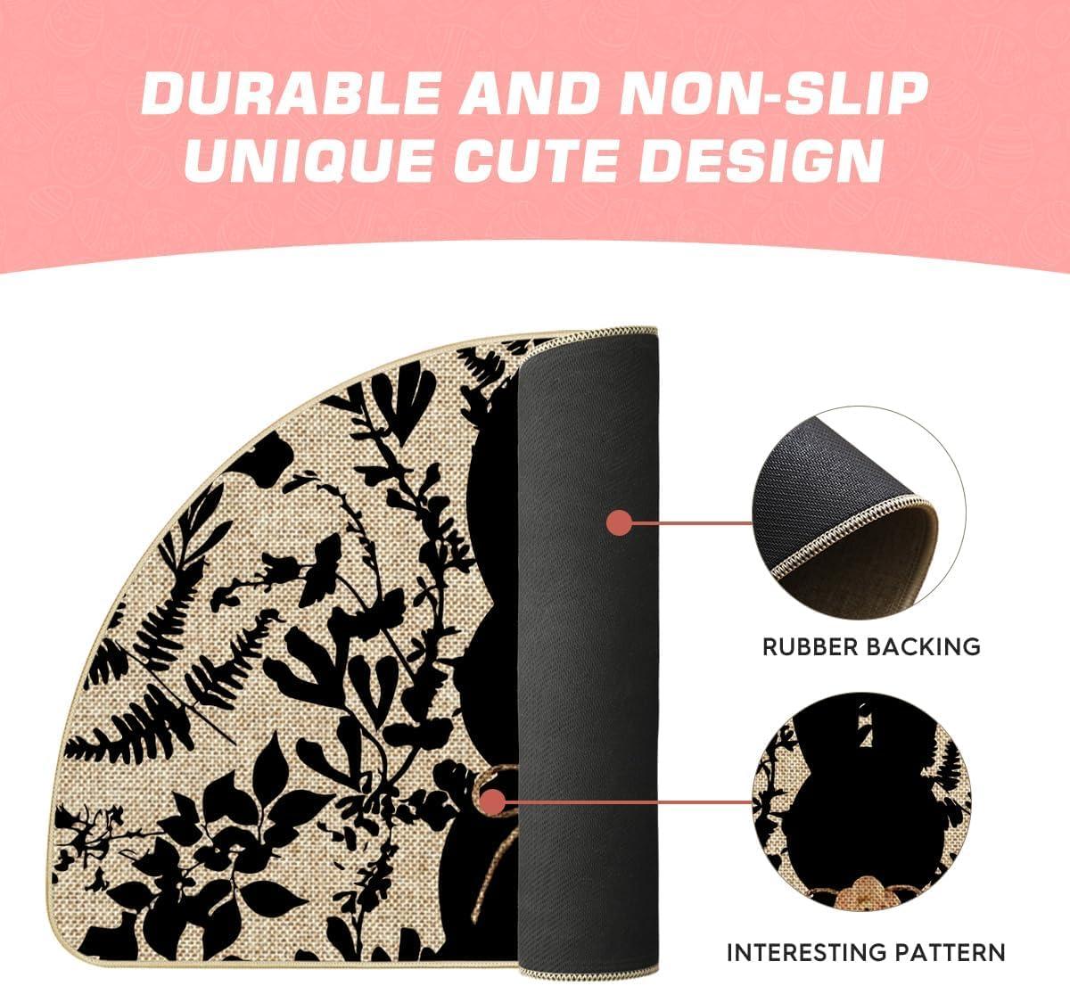 image:imageArtoid Mode Black Rabbit Bunny Leaves Easter Doormat Home Decor LowProfile Switch Rug Door Mat Floor Mat for Indoor Outdoor 17x29 InchBeigeBlack