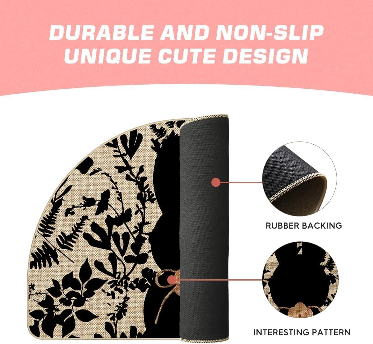 image:imageArtoid Mode Black Rabbit Bunny Leaves Easter Doormat Home Decor LowProfile Switch Rug Door Mat Floor Mat for Indoor Outdoor 17x29 InchBeigeBlack