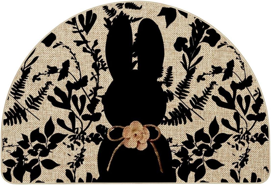 image:imageArtoid Mode Black Rabbit Bunny Leaves Easter Doormat Home Decor LowProfile Switch Rug Door Mat Floor Mat for Indoor Outdoor 17x29 InchBeigeBlack