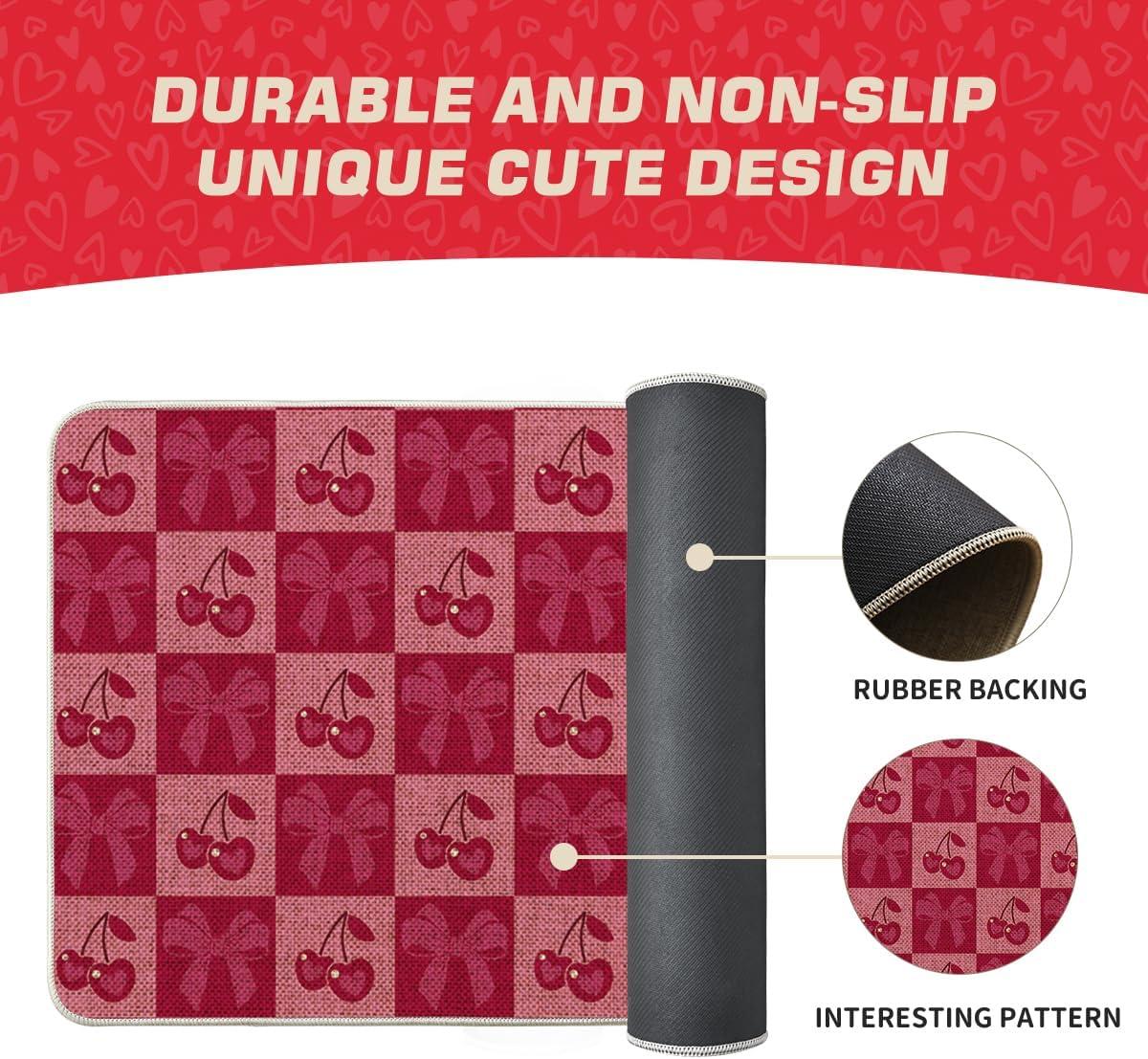 image:imageArtoid Mode Buffalo Plaid Cherry Bow Valentines DoormatHome Decor LowProfile Door Mat Switch Rug Floor Mat for Indoor Outdoor 17x29 Inch