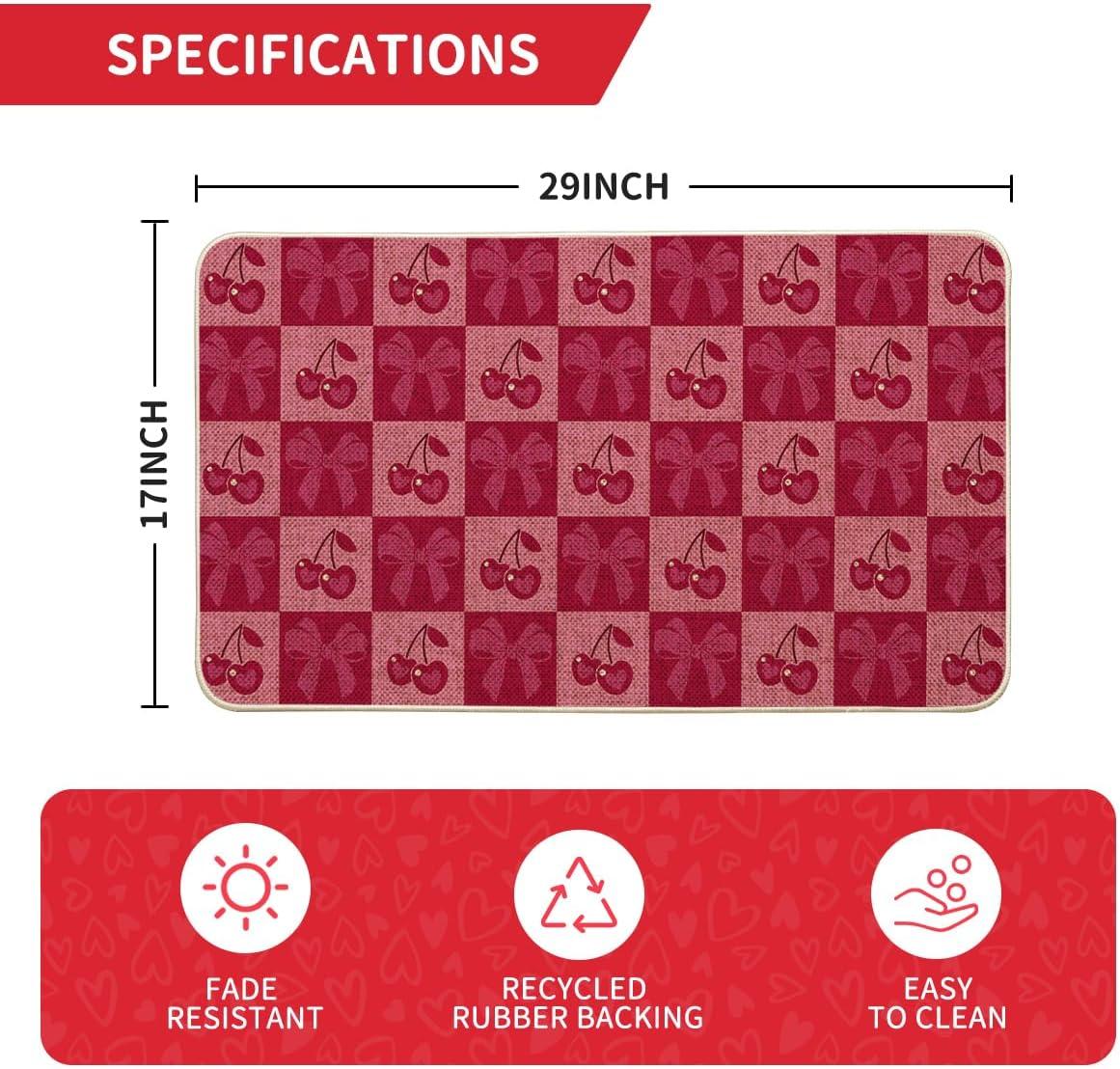 image:imageArtoid Mode Buffalo Plaid Cherry Bow Valentines DoormatHome Decor LowProfile Door Mat Switch Rug Floor Mat for Indoor Outdoor 17x29 Inch