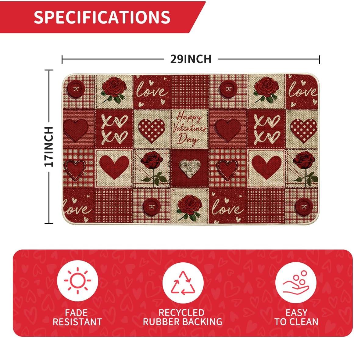image:imageArtoid Mode Buffalo Plaid Love Hearts Valentines DoormatHome Decor LowProfile Door Mat Switch Rug Floor Mat for Indoor Outdoor 17x29 Inch
