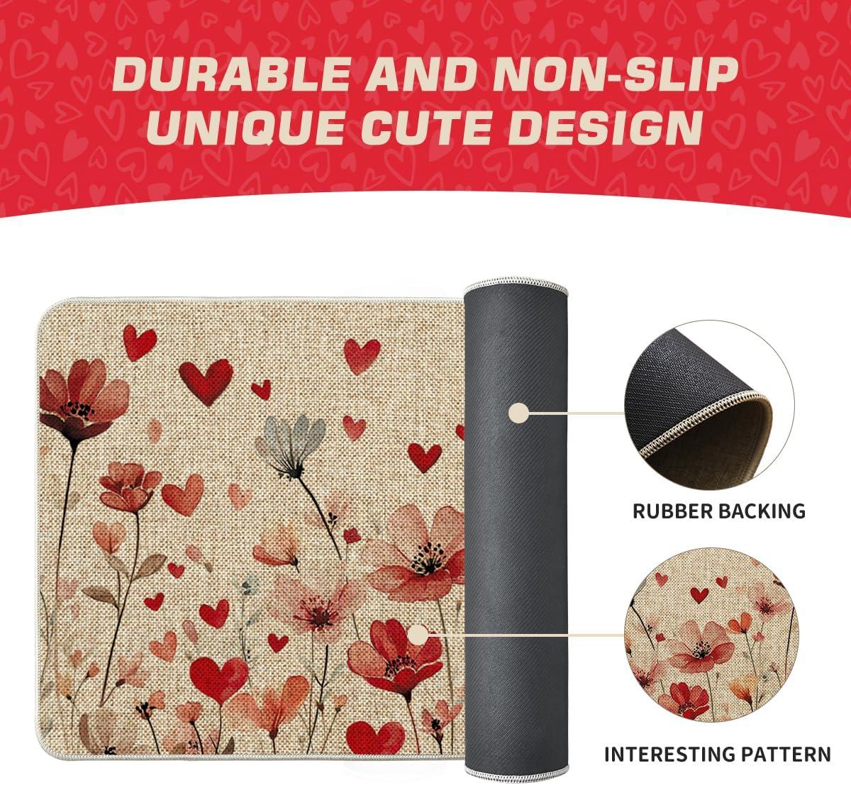 image:imageArtoid Mode Flowers Love Heart Valentines DoormatHome Decor LowProfile Door Mat Switch Rug Floor Mat for Indoor Outdoor 17x29 Inch