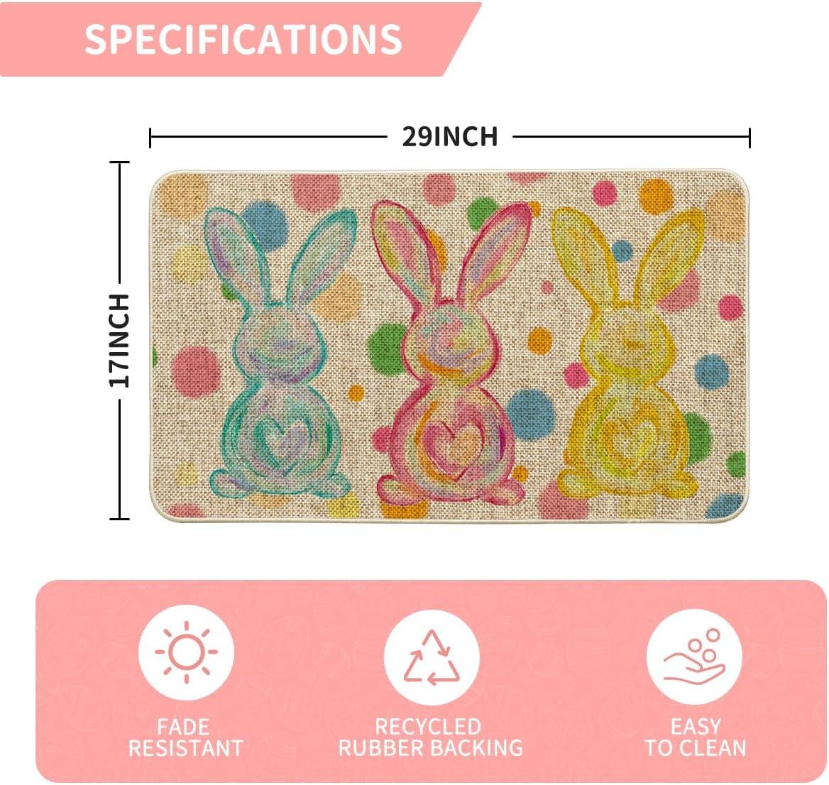 image:imageArtoid Mode Rabbit Bunny Love Heart Easter Doormat Home Decor LowProfile Switch Rug Door Mat Floor Mat for Indoor Outdoor 17x29 Inch