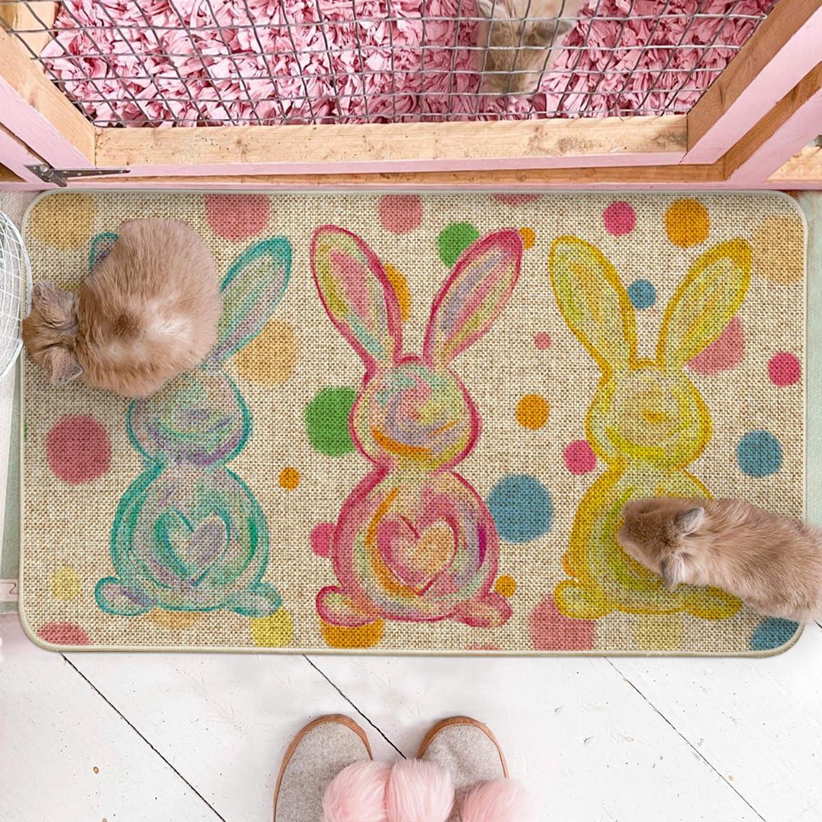 image:imageArtoid Mode Rabbit Bunny Love Heart Easter Doormat Home Decor LowProfile Switch Rug Door Mat Floor Mat for Indoor Outdoor 17x29 Inch