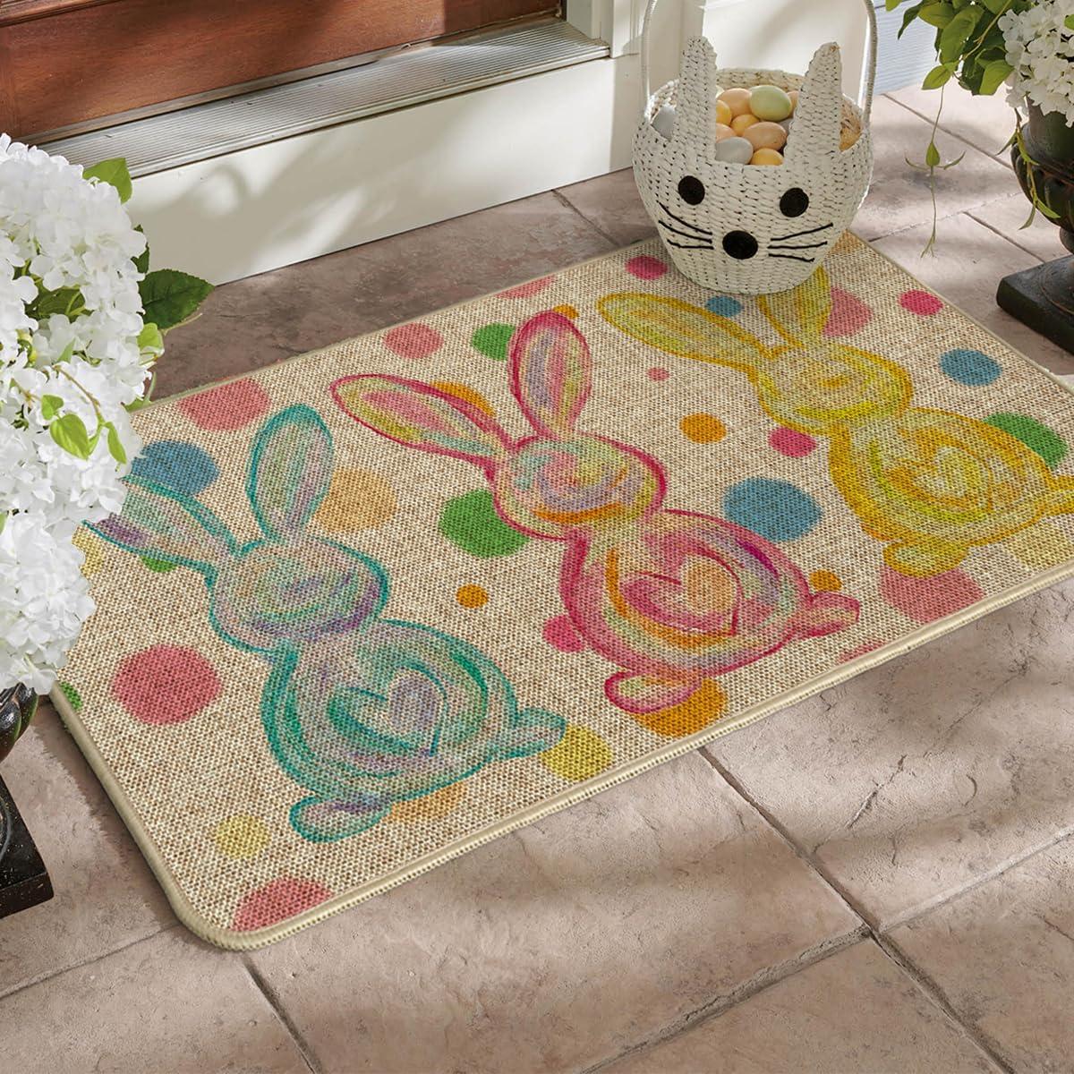 image:imageArtoid Mode Rabbit Bunny Love Heart Easter Doormat Home Decor LowProfile Switch Rug Door Mat Floor Mat for Indoor Outdoor 17x29 Inch