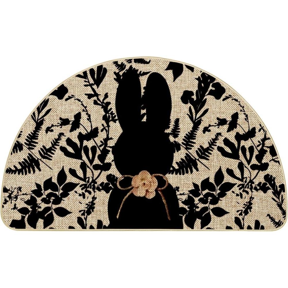 image:imageArtoid Mode Black Rabbit Bunny Leaves Easter Doormat Home Decor LowProfile Switch Rug Door Mat Floor Mat for Indoor Outdoor 17x29 InchBeigeBlack