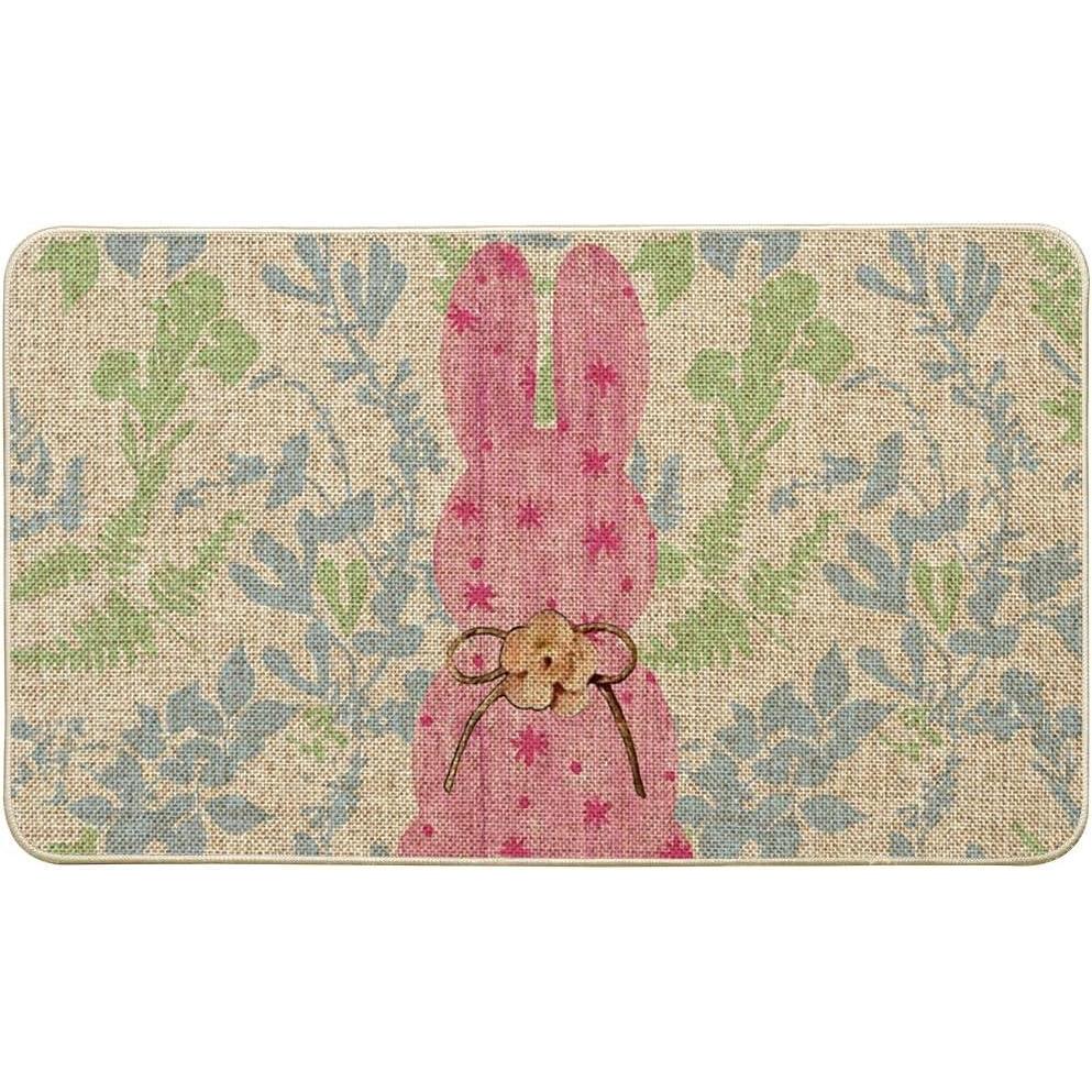 image:imageArtoid Mode Black Rabbit Bunny Leaves Easter Doormat Home Decor LowProfile Switch Rug Door Mat Floor Mat for Indoor Outdoor 17x29 InchPink