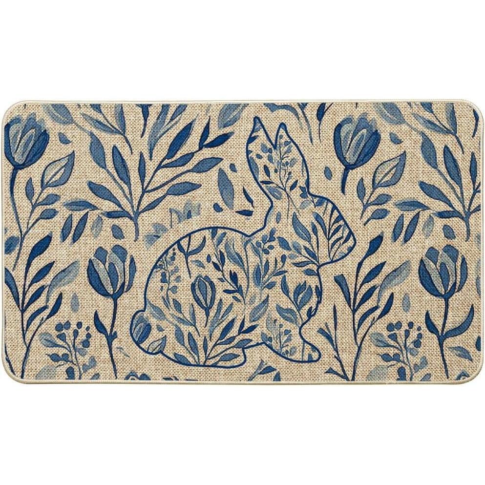 image:imageArtoid Mode Rabbit Bunny Flowers Easter Doormat Beige Home Decor LowProfile Switch Rug Door Mat for Indoor Outdoor 17x29 Inch