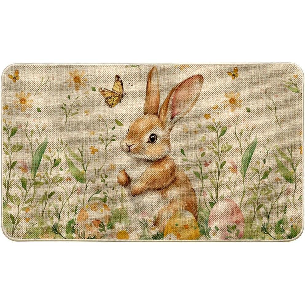 image:imageArtoid Mode Rabbit Daisy Bunny Eggs Butterfly Easter Doormat Home Decor LowProfile Switch Rug Door Mat Floor Mat for Indoor Outdoor 17x29 Inch