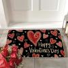 Artoid Mode Black Circle Love Heart Happy Valentines Doormat,Home Decor Low-Profile Door Mat Switch Rug Floor Mat for Indoor Outdoor 17×29 Inch