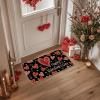 Artoid Mode Black Circle Love Heart Happy Valentines Doormat,Home Decor Low-Profile Door Mat Switch Rug Floor Mat for Indoor Outdoor 17×29 Inch