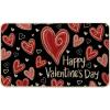 Artoid Mode Black Circle Love Heart Happy Valentines Doormat,Home Decor Low-Profile Door Mat Switch Rug Floor Mat for Indoor Outdoor 17×29 Inch