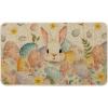 Artoid Mode Rabbit Bunny Eggs Leaves Flowers Easter Doormat, Home Decor Low-Profile Switch Rug Door Mat Floor Mat for Indoor Outdoor 17×29 Inch