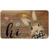 Artoid Mode Rabbit Bunny Flowers Hi Easter Doormat, Home Decor Low-Profile Switch Rug Door Mat Floor Mat for Indoor Outdoor 17×29 Inch