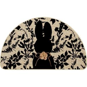 Artoid Mode Black Rabbit Bunny Leaves Easter Doormat, Home Decor Low-Profile Switch Rug Door Mat Floor Mat for Indoor Outdoor 17×29 Inch(Beige/Black)