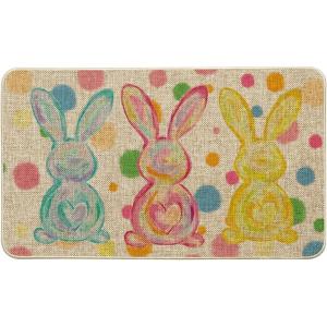 Artoid Mode Rabbit Bunny Love Heart Easter Doormat, Home Decor Low-Profile Switch Rug Door Mat Floor Mat for Indoor Outdoor 17×29 Inch