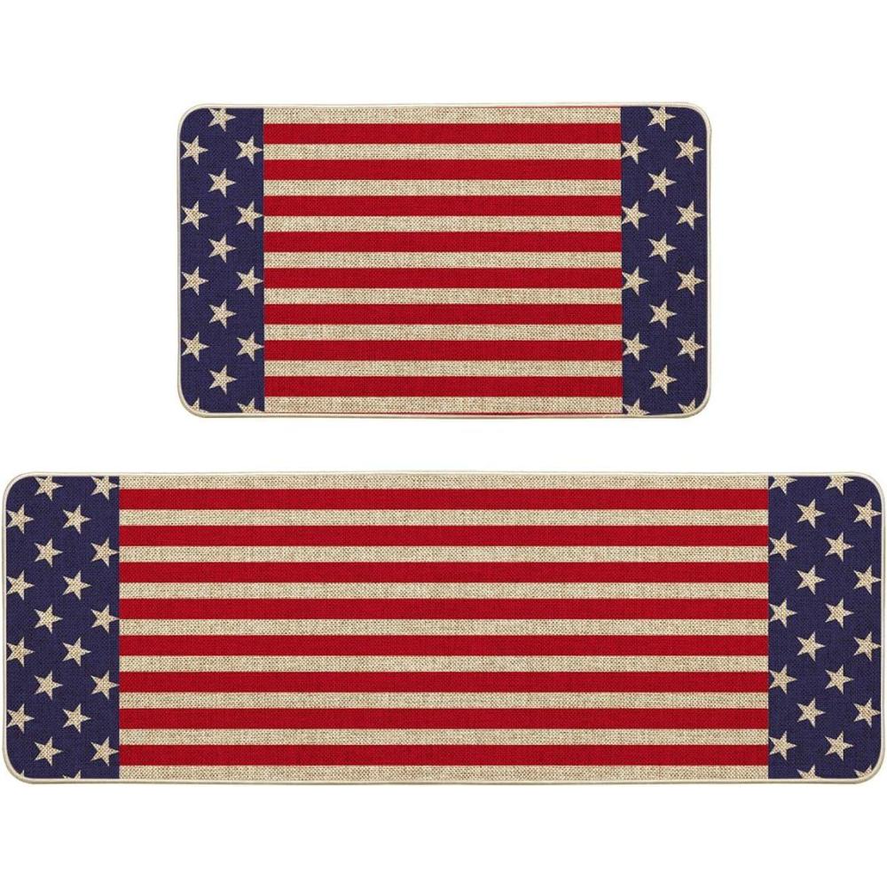 image:imageArtoid Mode Stars Stripes Patriotic 4th of July Kitchen Mats Set of 2 Memorial Day Independence Day Home Decor Kitchen Rugs 17x29 and 17x47 Inch