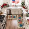 Artoid Mode American Flag Stars Eucalyptus Patriotic 4th of July Kitchen Mats Set of 2, Memorial Day Home Decor Kitchen Rugs for Floor – 17×29 and 17×47 Inch