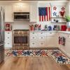 Artoid Mode American Flag Stars Patriotic 4th of July Kitchen Mats Set of 2, Home Independence Day Memorial Day Decor Kitchen Rugs for Floor – 17×29 and 17×47 Inch(Beige)