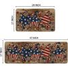 Artoid Mode American Flag Stars Patriotic 4th of July Kitchen Mats Set of 2, Home Independence Day Memorial Day Decor Kitchen Rugs for Floor – 17×29 and 17×47 Inch(Brown)