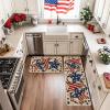 Artoid Mode American Flag Stars Patriotic 4th of July Kitchen Mats Set of 2, Home Independence Day Memorial Day Decor Kitchen Rugs for Floor – 17×29 and 17×47 Inch(Beige)