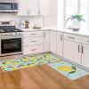 Artoid Mode Blue Lemons Flowers Summer Kitchen Mats Set of 2, Seasonal Sports Home Decor Low-Profile Kitchen Rugs for Floor – 17×29 and 17×47 Inch(Blue)