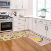 Artoid Mode Blue Lemons Flowers Summer Kitchen Mats Set of 2, Seasonal Sports Home Decor Low-Profile Kitchen Rugs for Floor – 17×29 and 17×47 Inch(Pink)