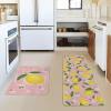 Artoid Mode Blue Lemons Flowers Summer Kitchen Mats Set of 2, Seasonal Sports Home Decor Low-Profile Kitchen Rugs for Floor – 17×29 and 17×47 Inch(Pink)