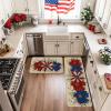 Artoid Mode Floral Eucalyptus Flowers 4TH of July Patriotic Kitchen Mats Set of 2, Memorial Day Home Decor Kitchen Rugs for Floor – 17×29 and 17×47 Inch